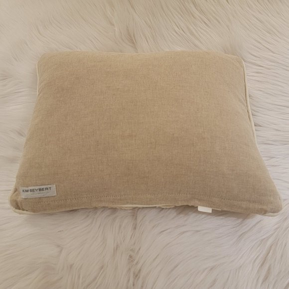 Kim Seybert Sequin Embellished Decorative Cotton Pillow White and Linen 13 x 15 - Picture 2 of 4